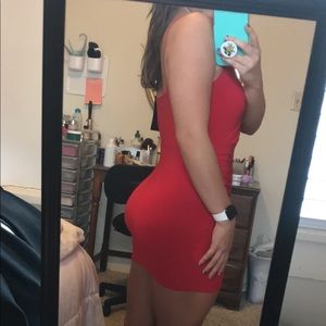 red slinky wrap strappy bodycon dress